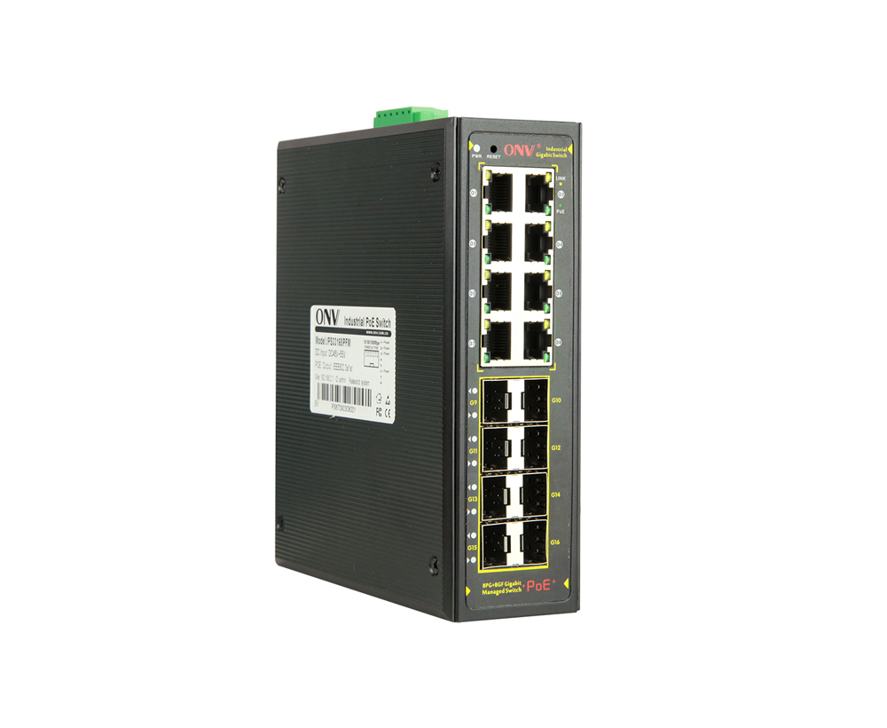 Switch PoE industrial gerenciado L2 Gigabit de 16 portas