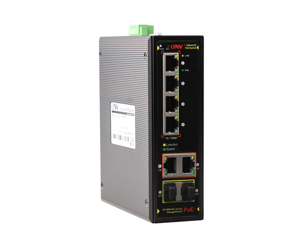 Interruptor PoE industrial gerenciado L2 de 6 portas 10/100M