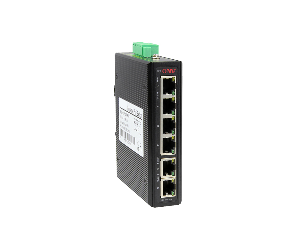 Switch PoE industrial Gigabit de 6 portas
