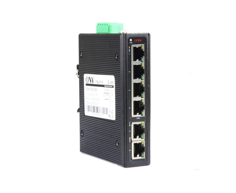 Switch Ethernet industrial Gigabit de 6 portas
