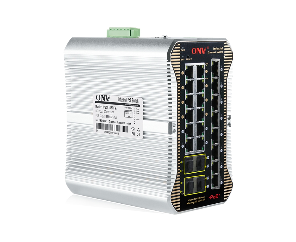 Switch PoE industrial gerenciado L2 Gigabit de 24 portas
