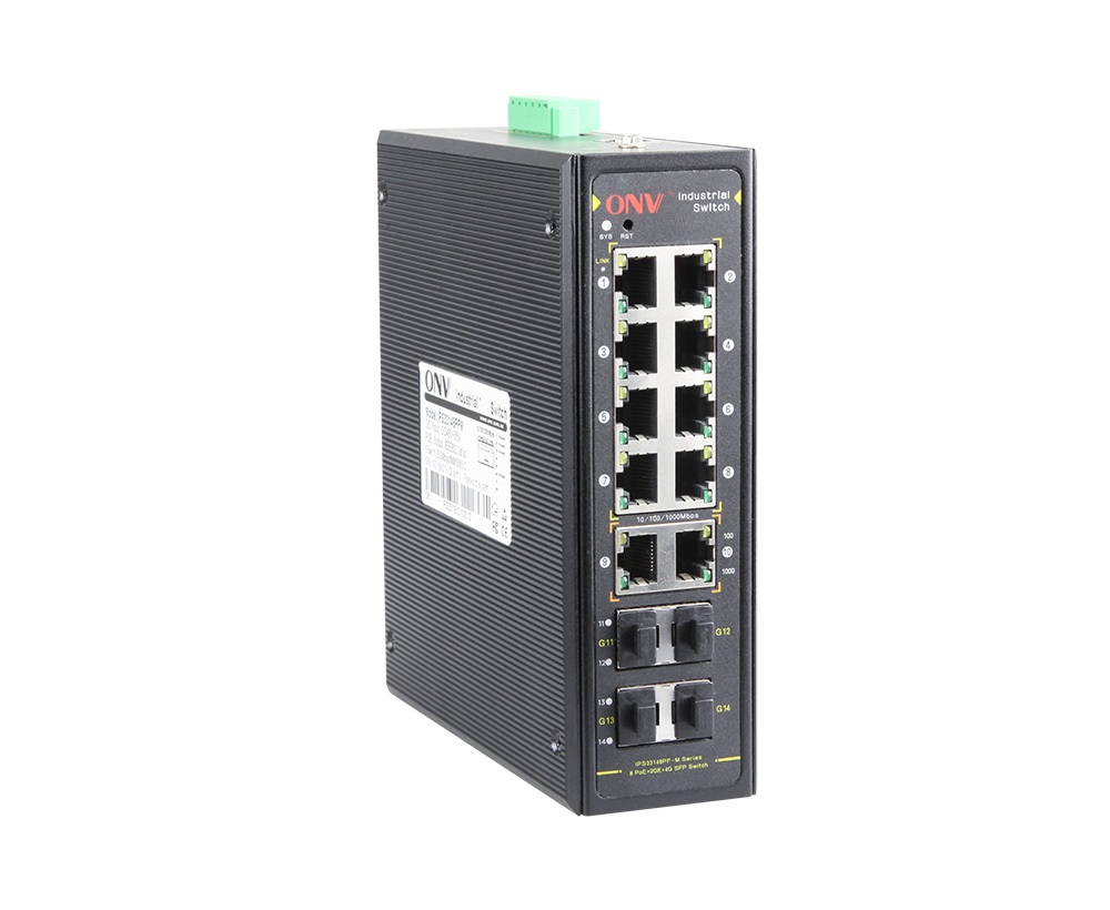 Switch Ethernet industrial gerenciado L2 Gigabit de 14 portas
