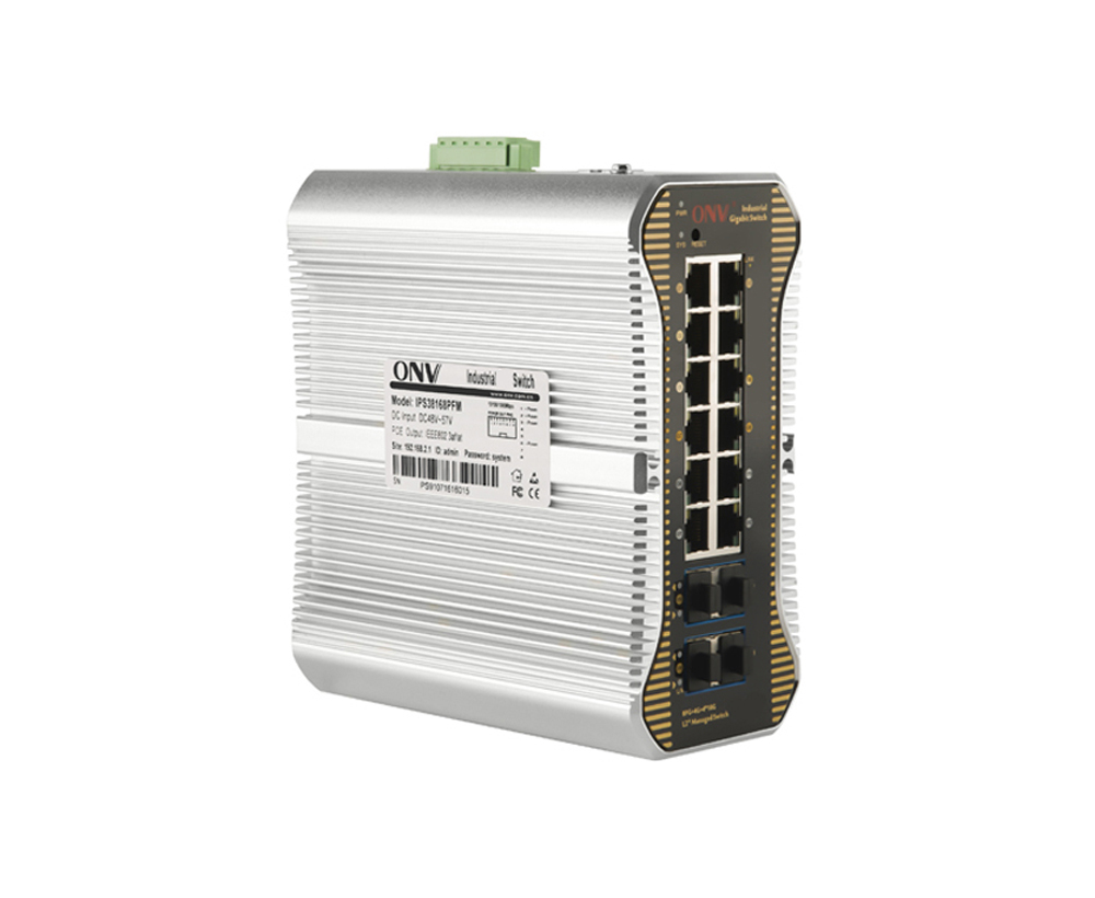 10G uplink 16 portas L3 gerenciado industrial Ethernet switch