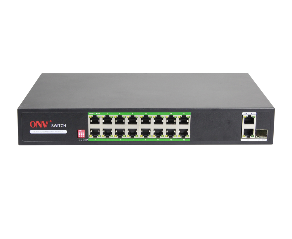 Gigabit uplink switch AI PoE de 18 portas