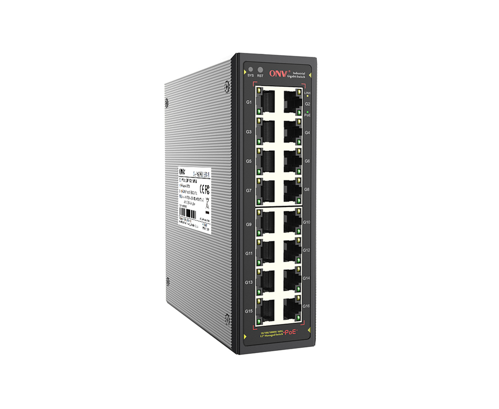 Switch PoE industrial gerenciado L2 Gigabit de 16 portas