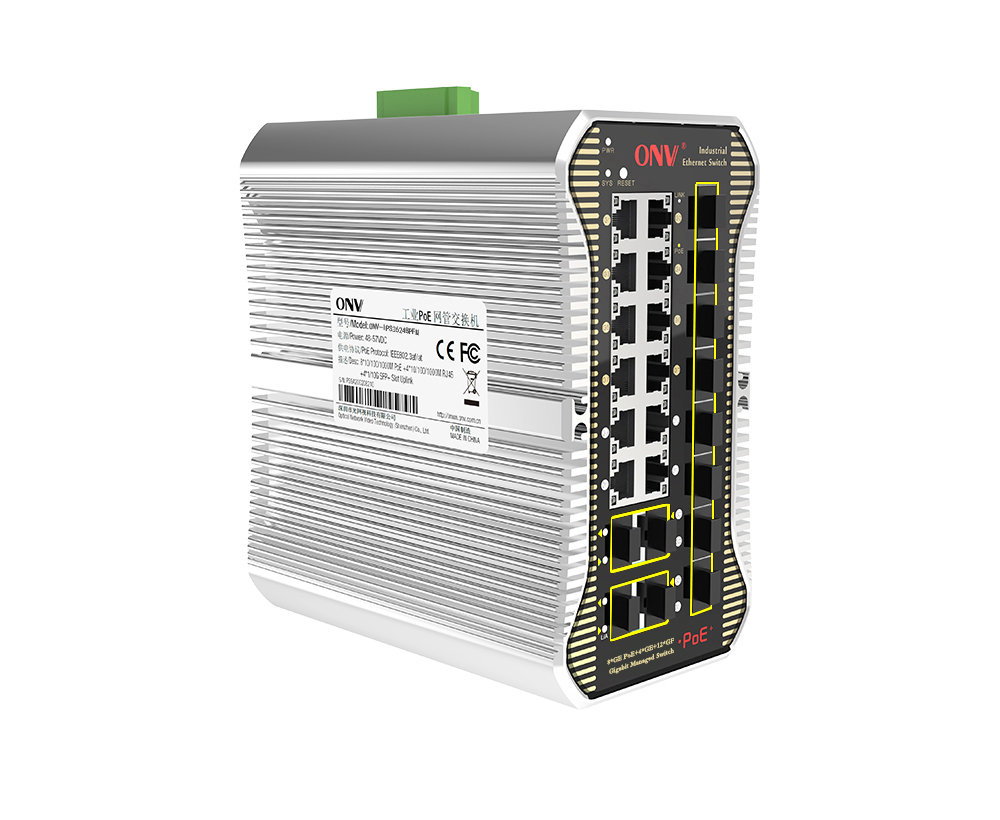 Switch PoE industrial gerenciado L2 Gigabit de 24 portas
