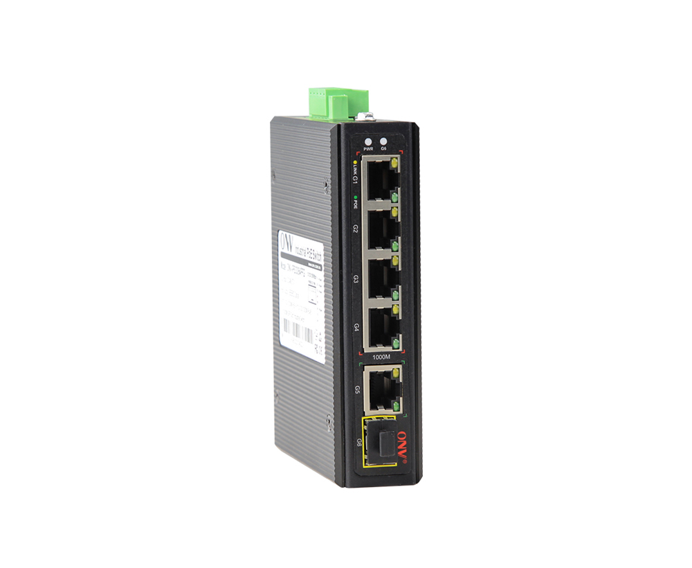 Switch PoE industrial Gigabit de 6 portas