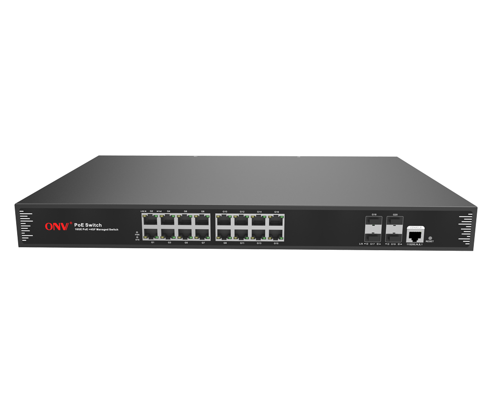 Switch PoE gerenciado L2 Gigabit de 20 portas