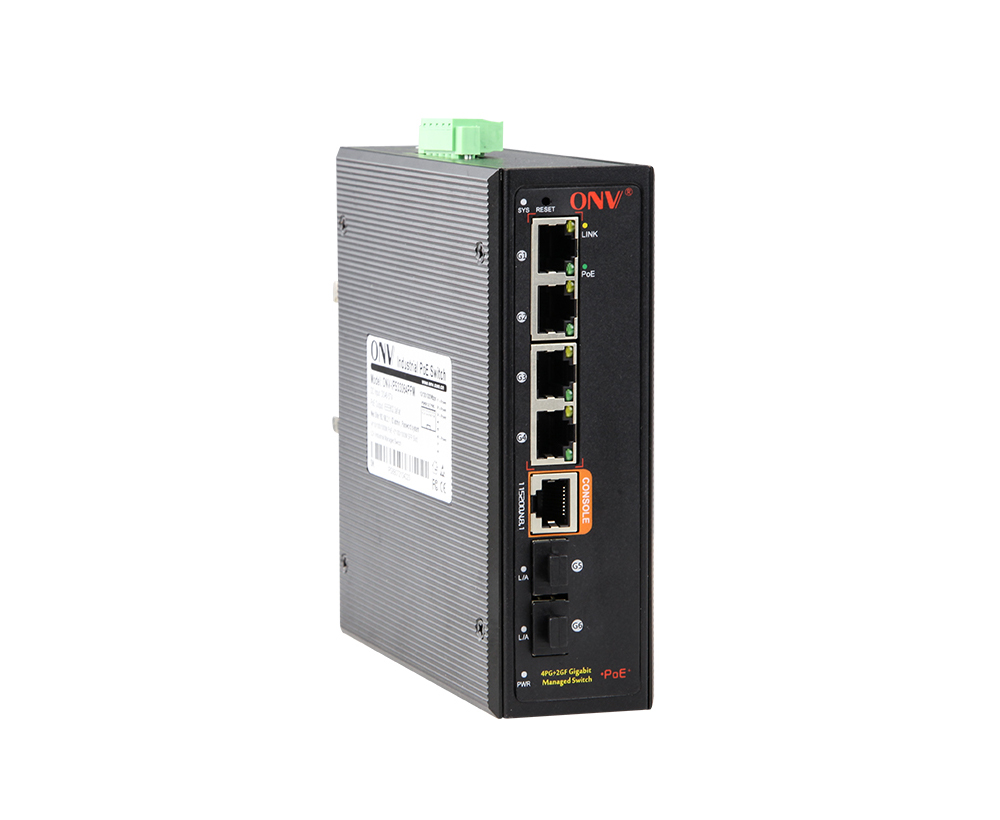 Switch PoE industrial gerenciado L2 Gigabit de 6 portas
