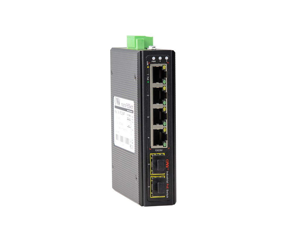 Switch PoE industrial Gigabit de 6 portas