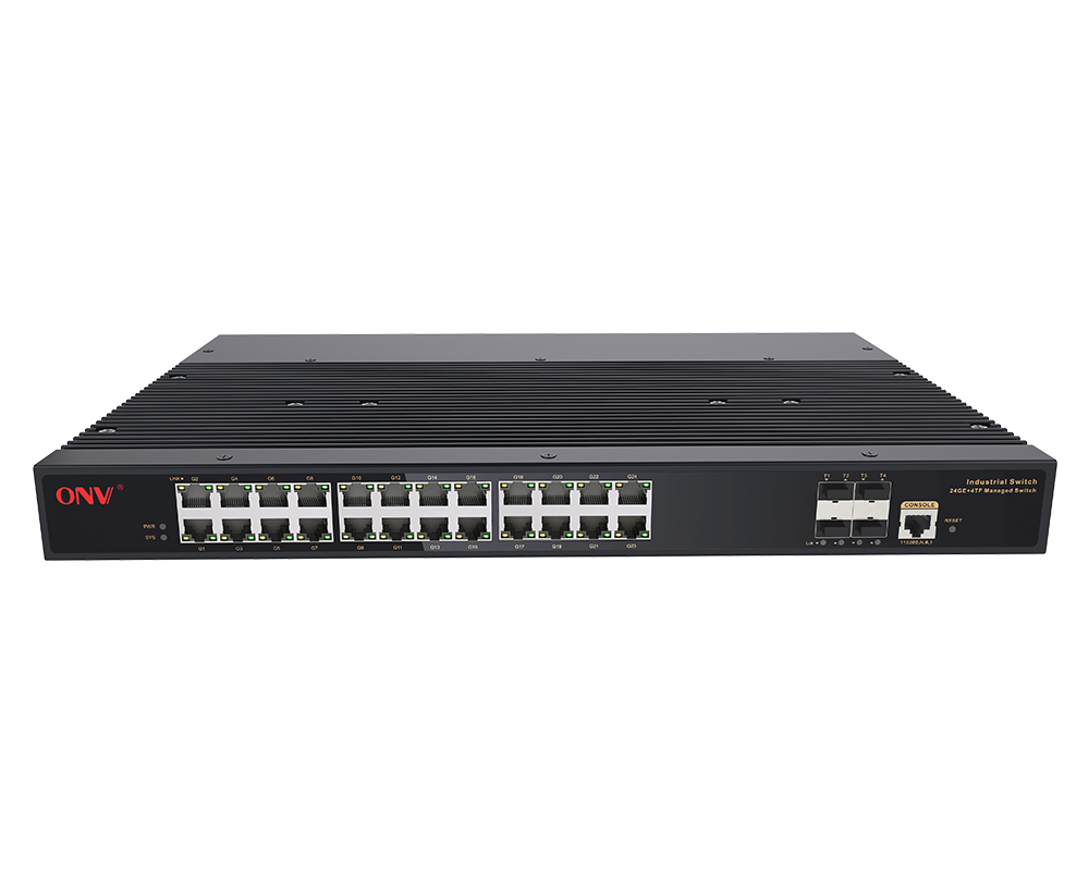 10G uplink Switch Ethernet industrial gerenciado L3 de 28 portas