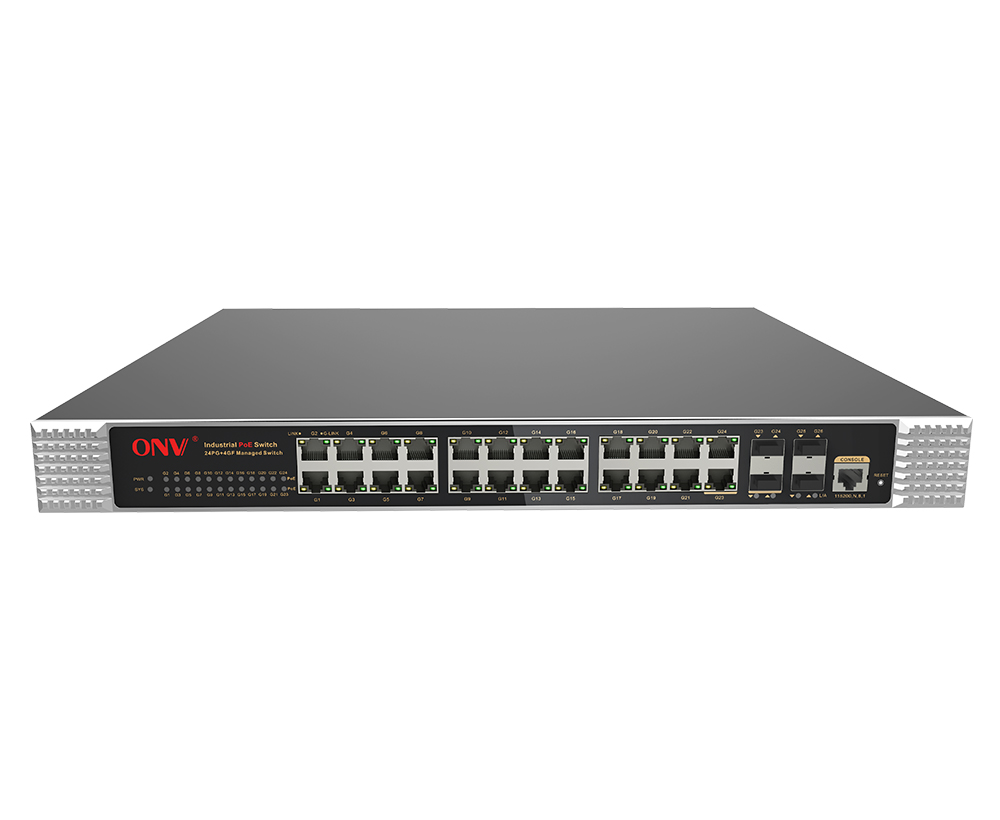 Switch PoE industrial gerenciado L2 Gigabit de 26 portas