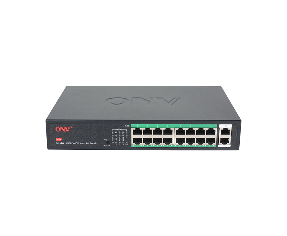 10M/250 metros de transmissão gigabit uplink 18 portas PoE switch