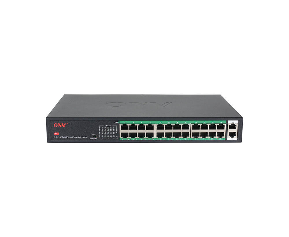 10M/250 metros de transmissão gigabit uplink Switch PoE de 26 portas