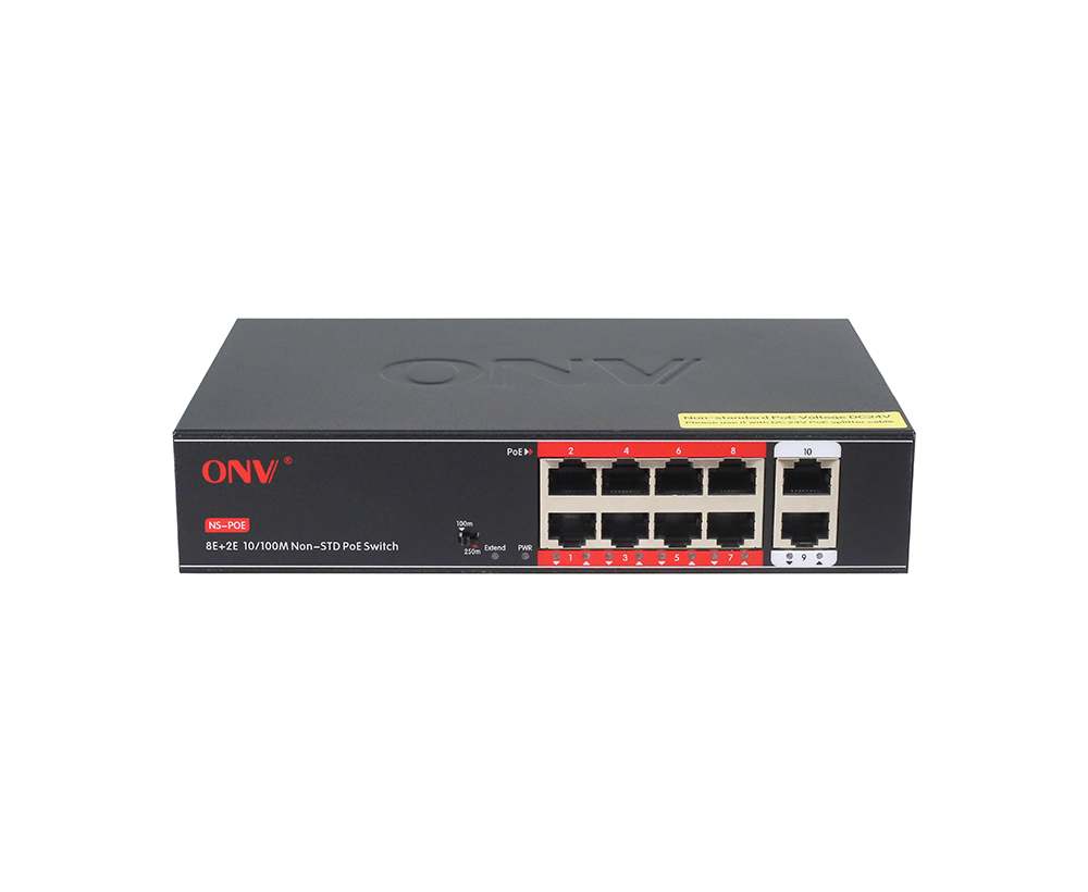 10/100M 10 portas 24V não-padrão PoE switch