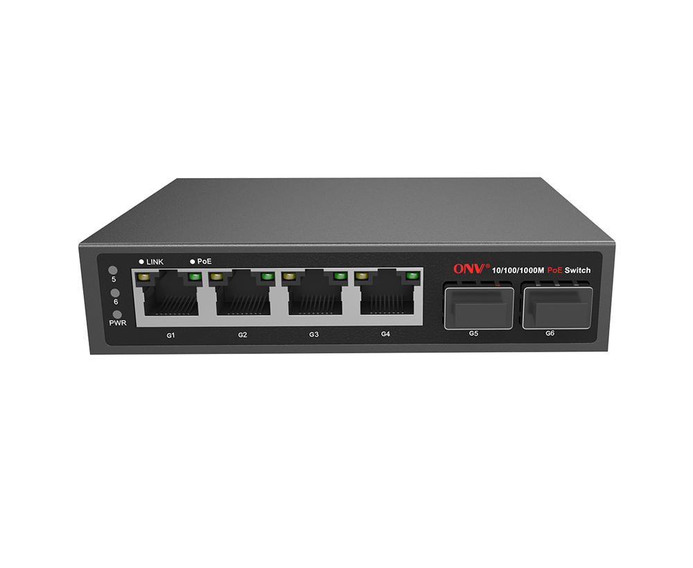 Switch PoE Gigabit de 6 portas bt