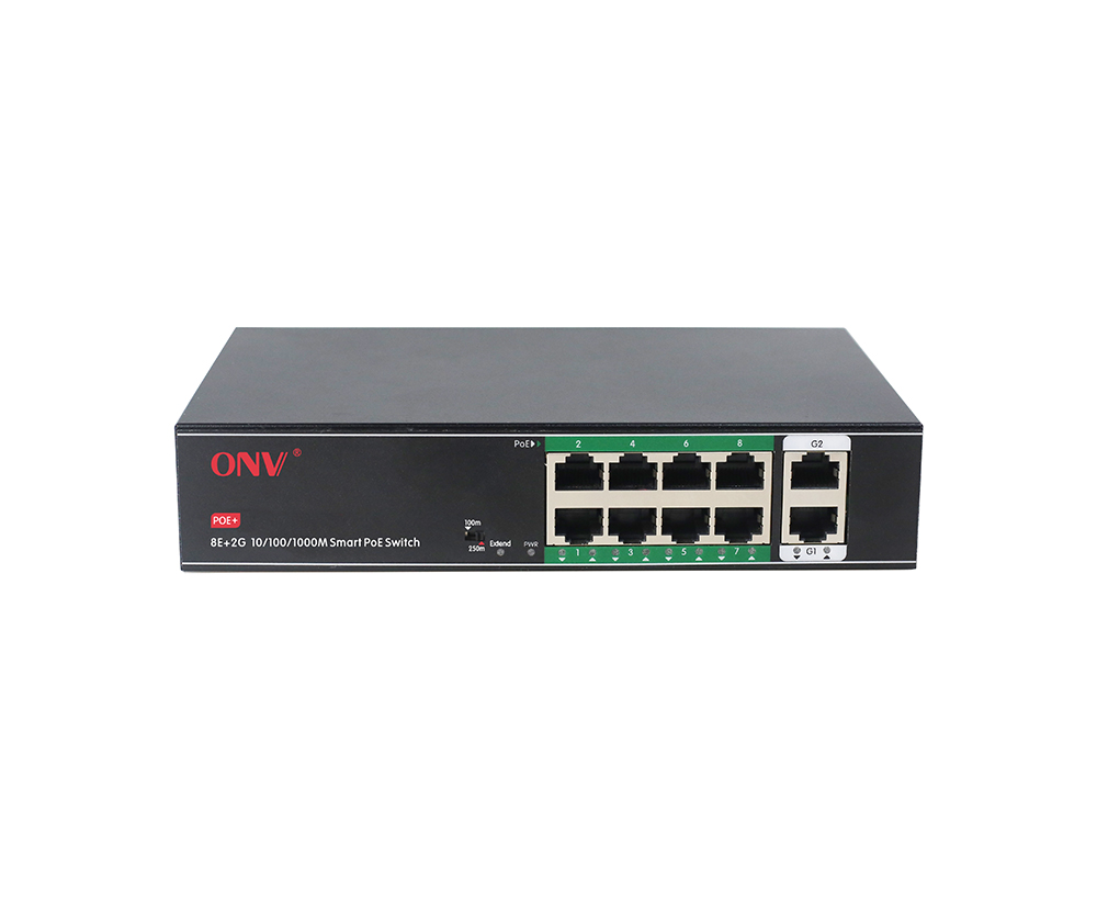 10M/250 metros de transmissão gigabit uplink 10 portas PoE switch