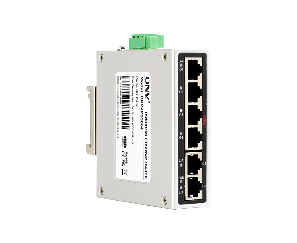 Switch Ethernet industrial Gigabit de 6 portas