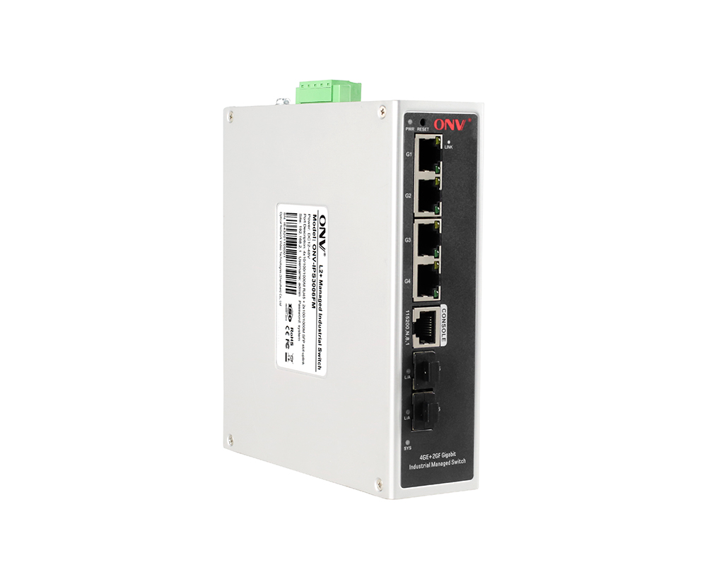 Switch Ethernet industrial gerenciado Gigabit de 6 portas