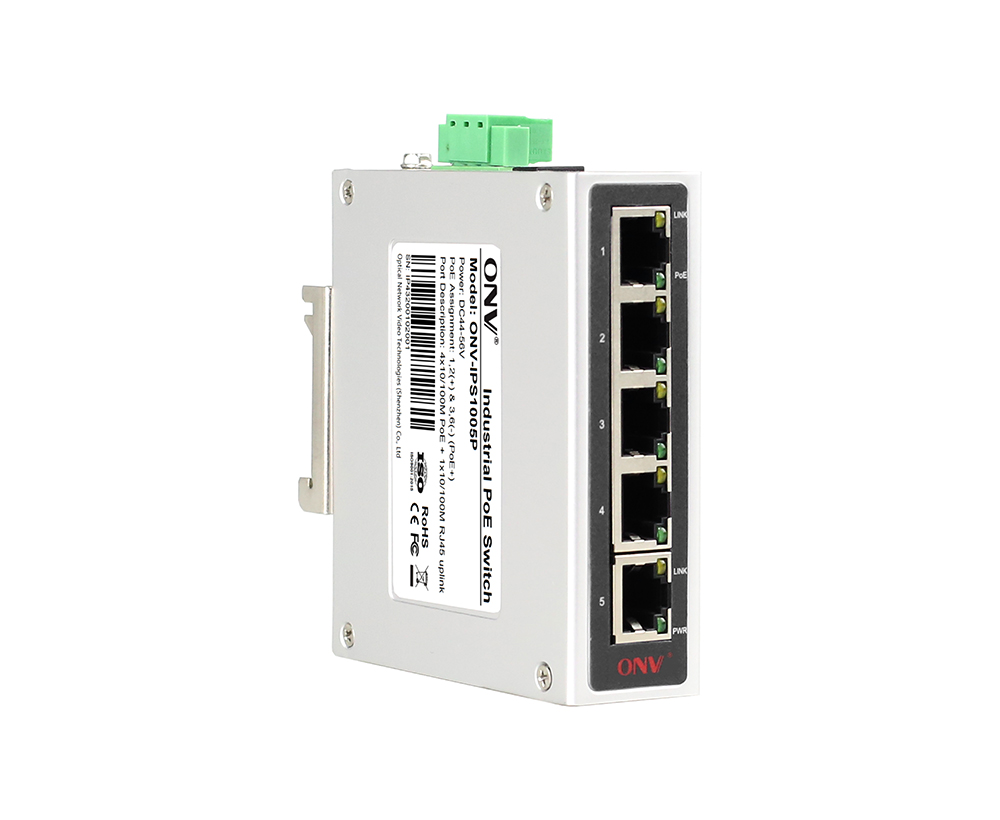 Interruptor PoE industrial de 5 portas 10/100M