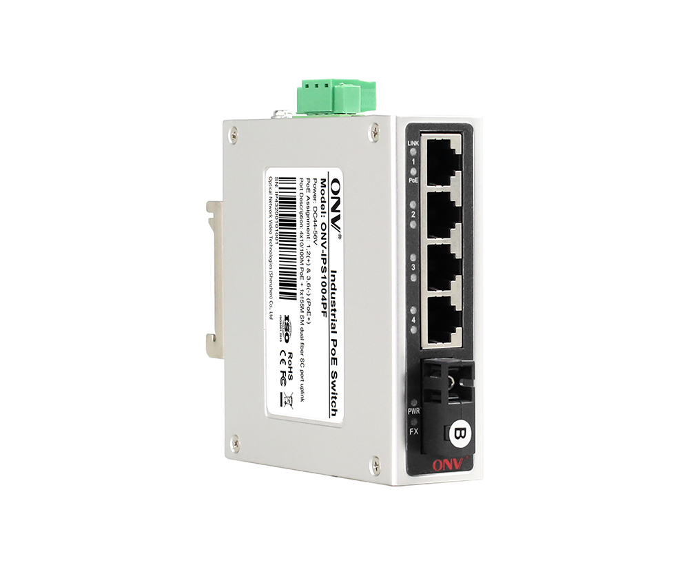 Interruptor PoE industrial de 5 portas 10/100M