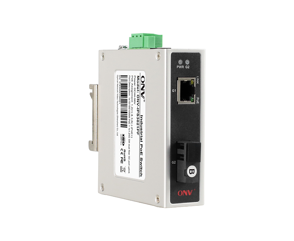 Switch PoE industrial Gigabit de 2 portas