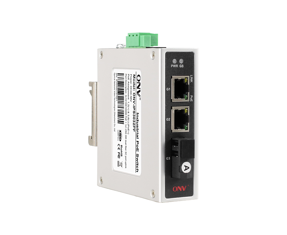 Switch PoE industrial Gigabit de 3 portas