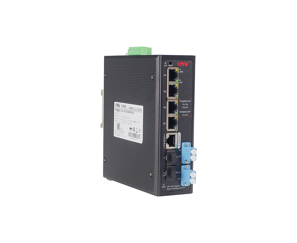 Gigabit 6 portas L2 gerenciado bypass industrial PoE switch