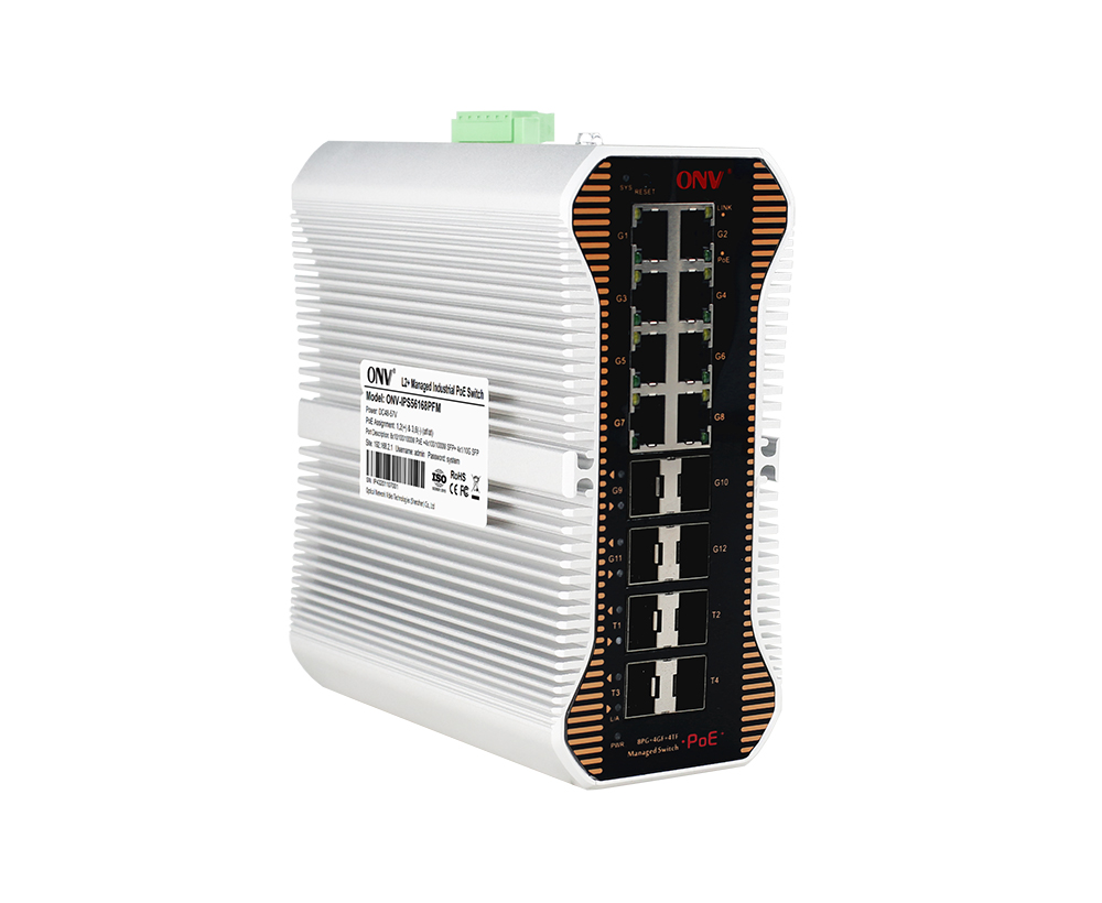 10G uplink interruptor PoE industrial gerenciado L2 de 16 portas