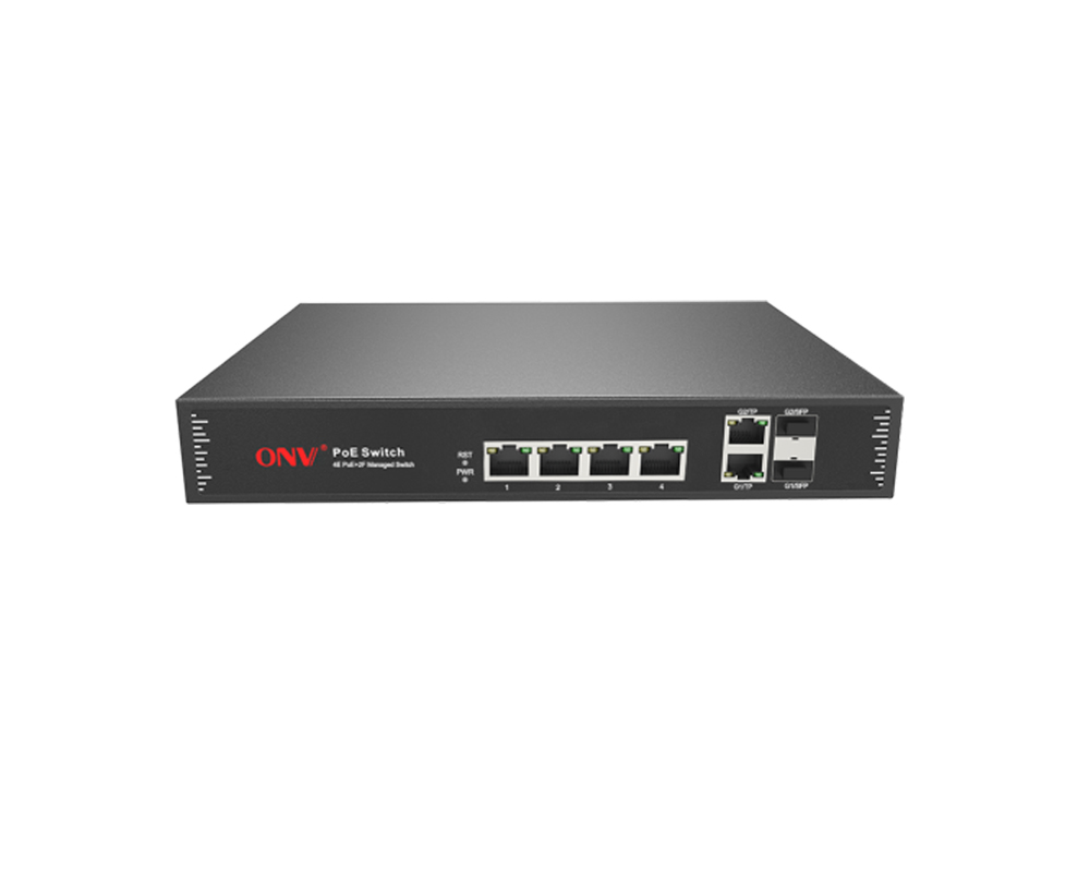 Gigabit uplink switch PoE gerenciado L2 de 6 portas