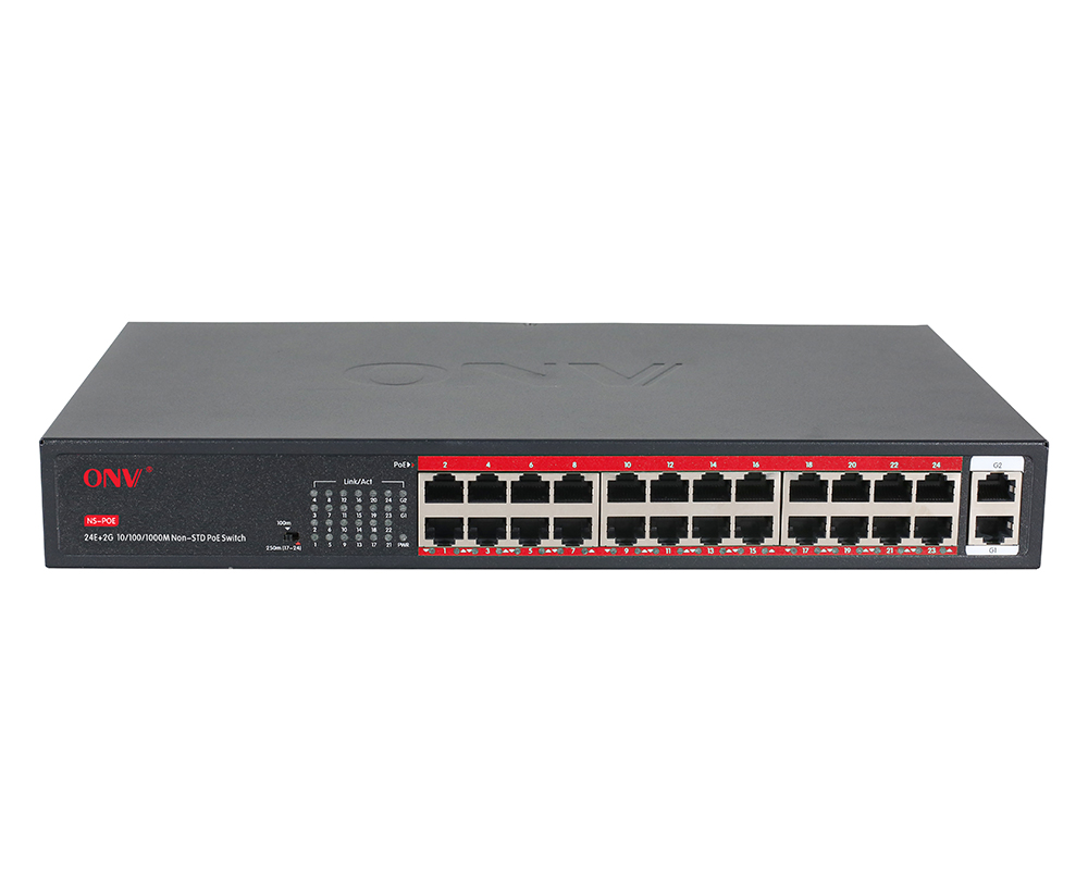 Gigabit uplink 26 portas 24V switch PoE não padrão
