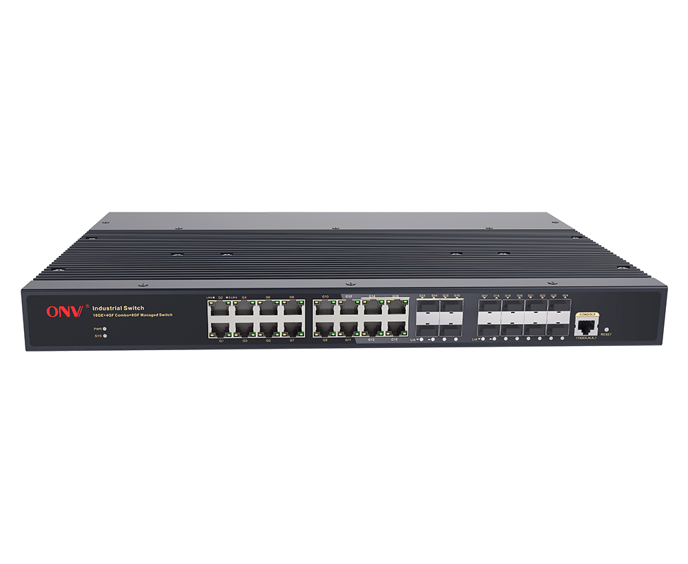 Switch Ethernet industrial gerenciado L2 Gigabit de 28 portas
