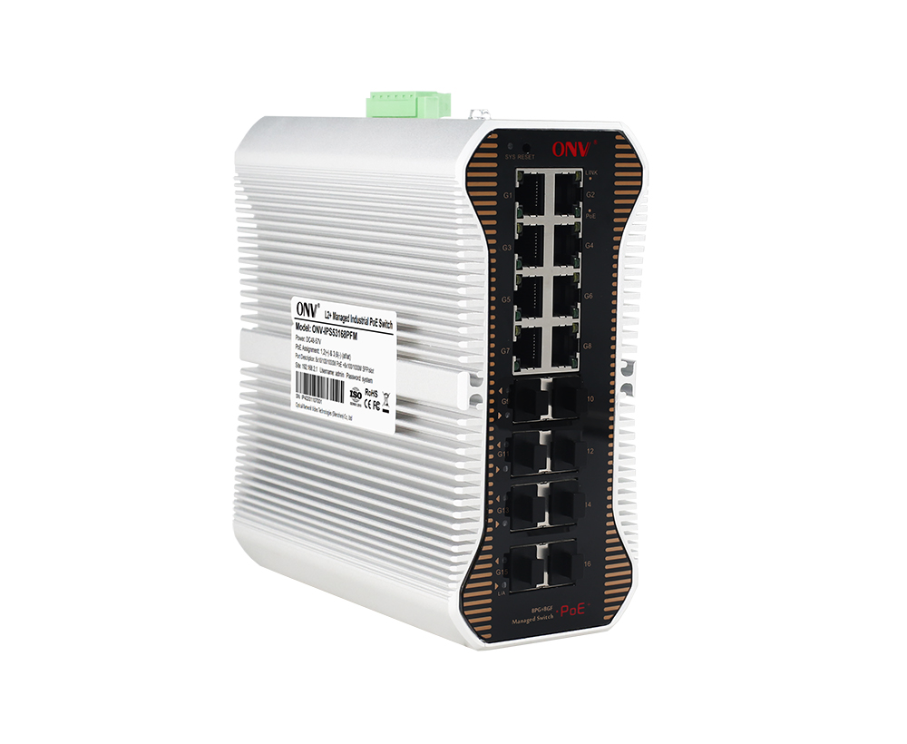 Switch PoE industrial gerenciado L2 Gigabit de 16 portas