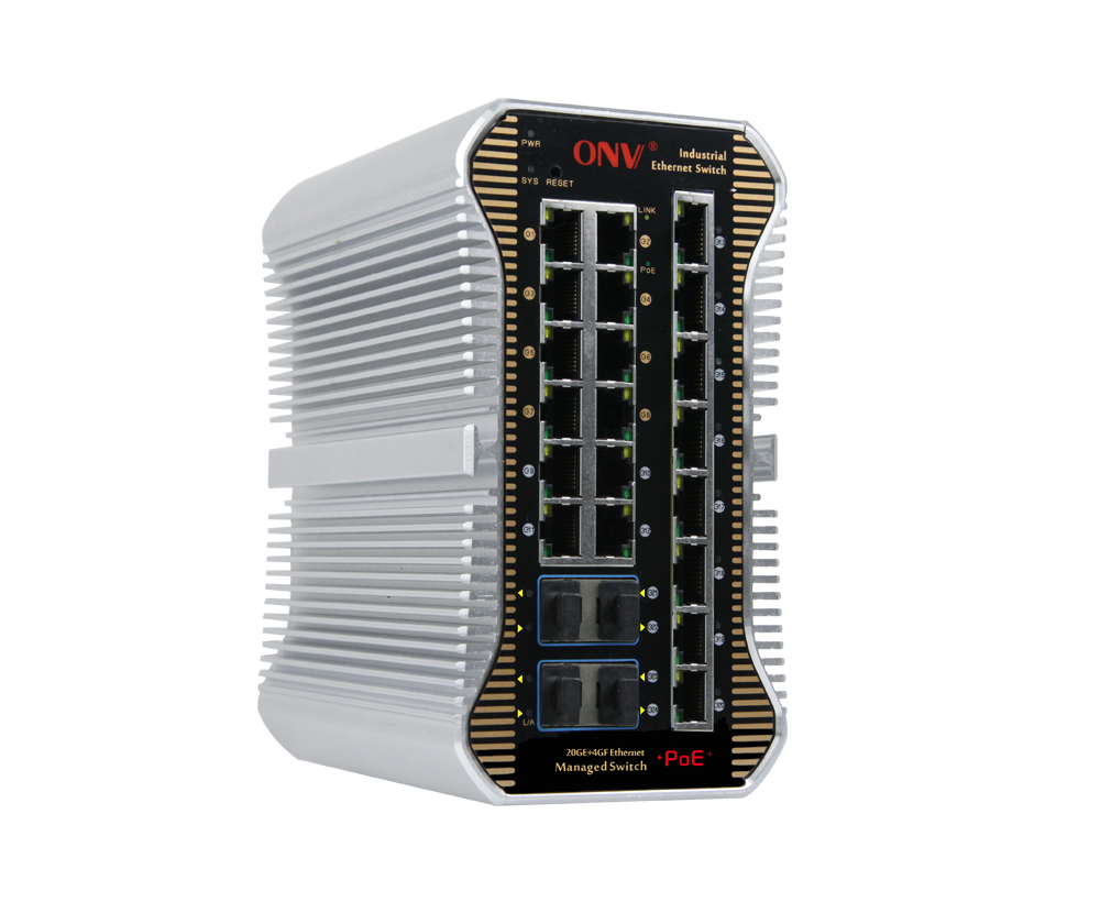 10G uplink interruptor PoE industrial gerenciado L2 de 24 portas
