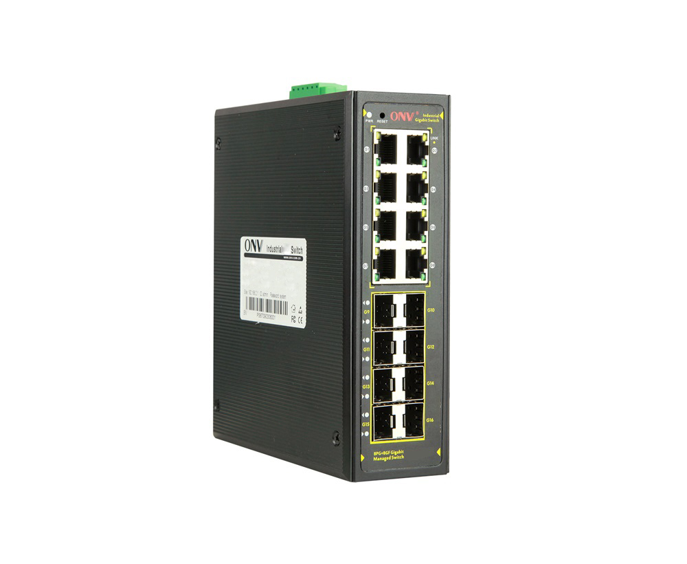 Switch Ethernet industrial gerenciado L2 Gigabit de 16 portas