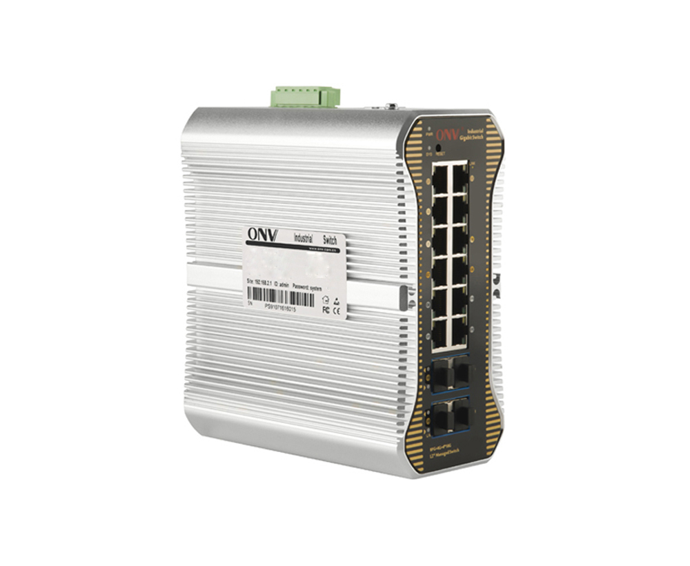 10G uplink comutador Ethernet industrial gerenciado L2 de 16 portas