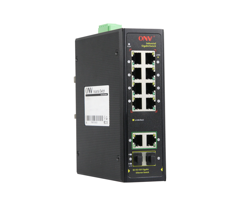 Gigabit uplink switch Ethernet industrial de 12 portas