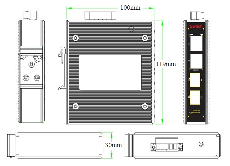 4-port gigabit industrial Ethernet switch, industrial switch, industrial Ethernet switch