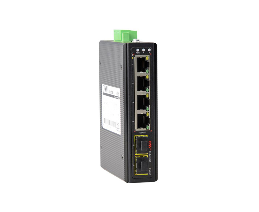 Switch Ethernet industrial Gigabit de 6 portas