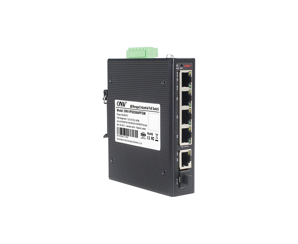 Switch PoE industrial gerenciado fácil de 6 portas Gigabit