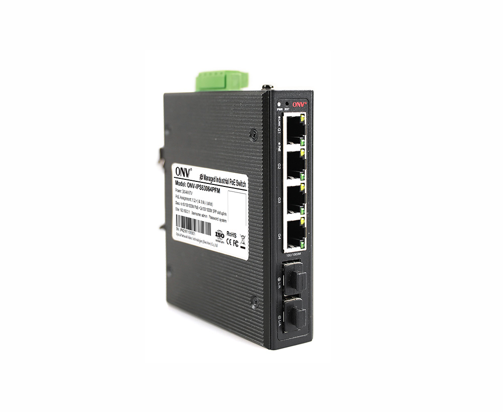 Switch PoE industrial gerenciado fácil de 6 portas Gigabit
