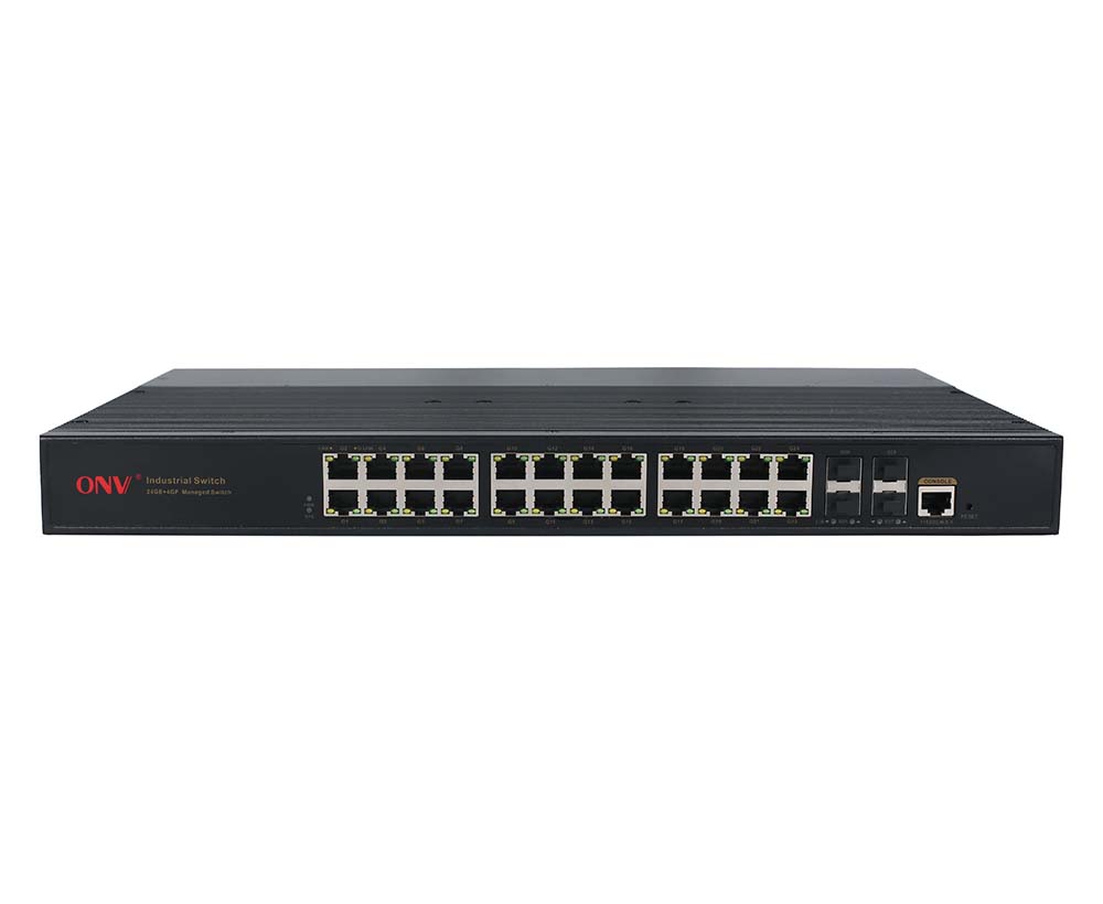 Switch Ethernet industrial gerenciado L2 Gigabit de 28 portas