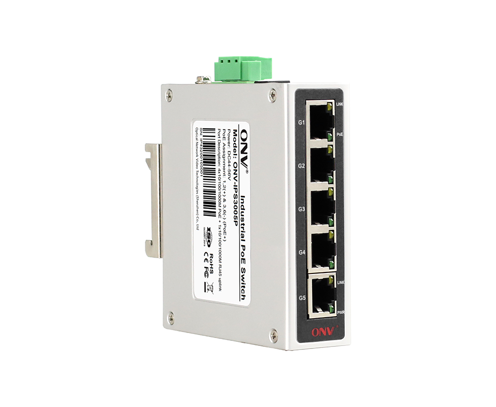 Switch PoE industrial Gigabit de 5 portas