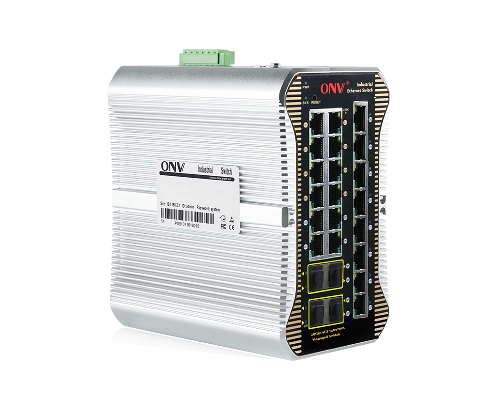 Switch Ethernet industrial gerenciado L2 Gigabit de 24 portas
