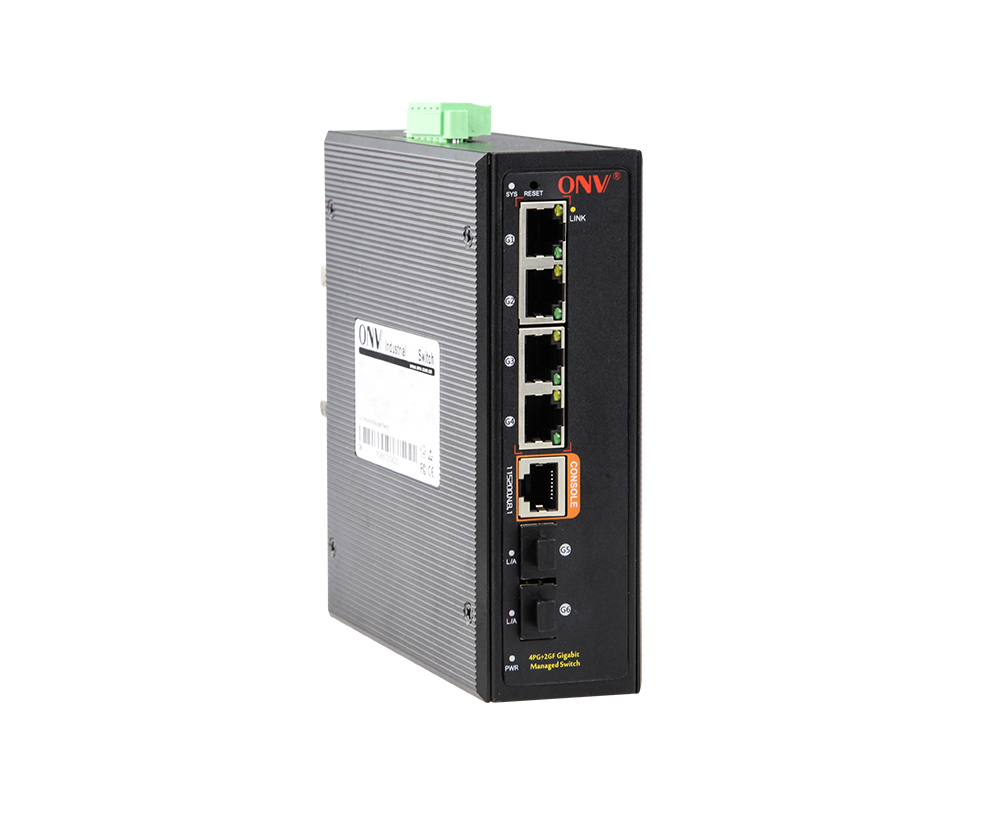 Switch Ethernet industrial gerenciado L2 Gigabit de 6 portas
