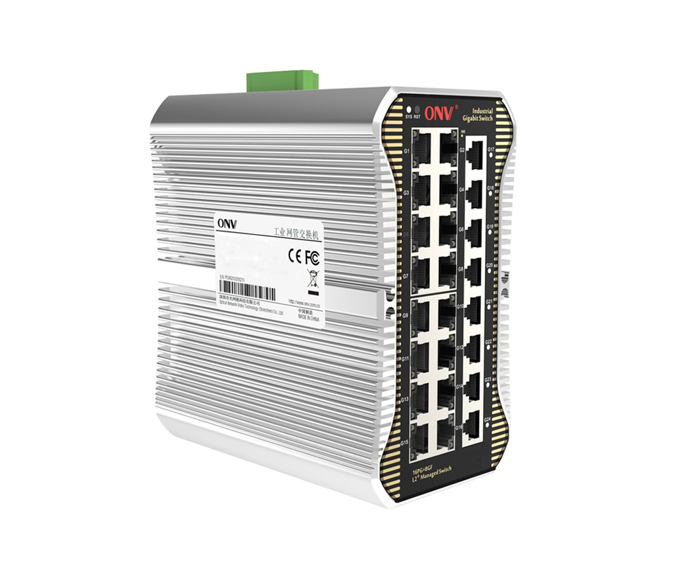 Switch Ethernet industrial gerenciado L2 Gigabit de 24 portas