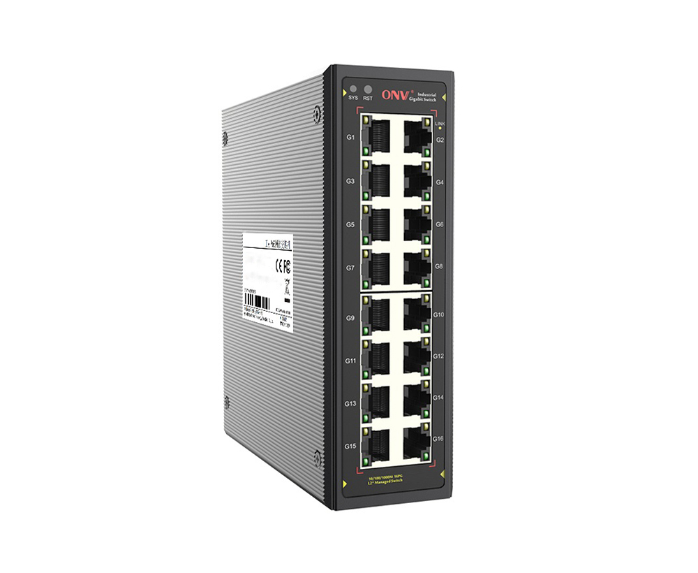 Switch Ethernet industrial gerenciado L2 Gigabit de 16 portas