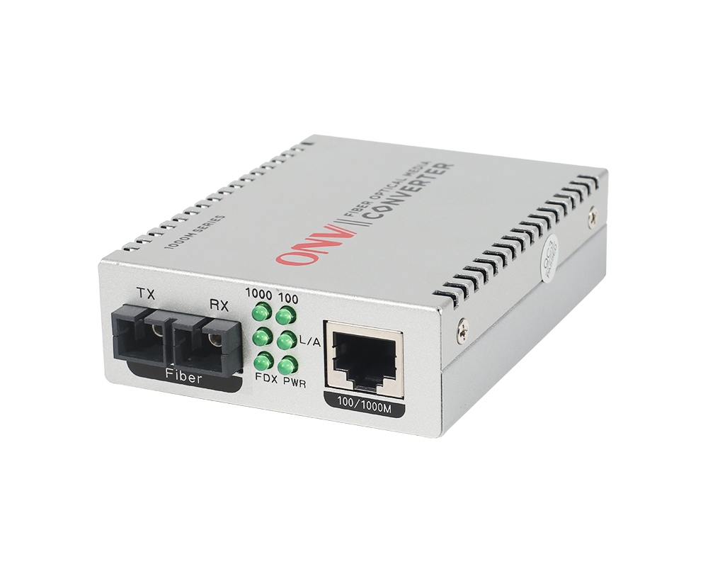 Conversor de mídia de fibra dupla de modo único Gigabit 2 portas