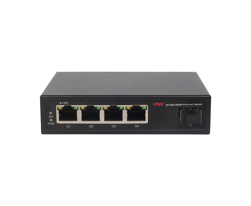 Conversor de mídia de fibra dupla de modo único Gigabit 5 portas