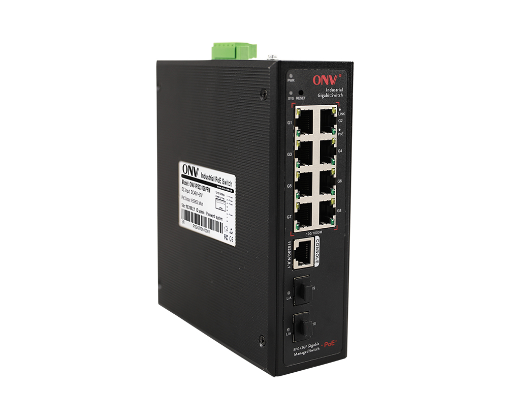 Switch PoE industrial gerenciado L2 Gigabit de 10 portas